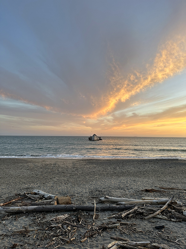 The cement boat at State Park Beach in Aptos, California, Santa Cruz County